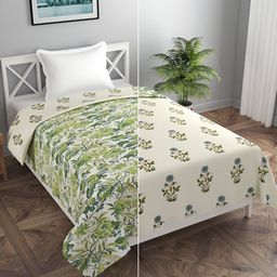 MORADO Green & Beige Printed Single Duvet Cover-picture-42