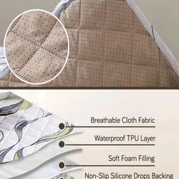 HOKIPO White Printed Polyester Sofa Cover With Arms image 3