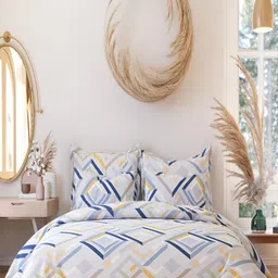 RRC Blue Geometric Printed Single Duvet Cover With Zipper & Ties image 5