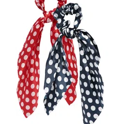 LAIDA Set of 2 Polka Dots Printed Scrunchies With Knot Detail image 3