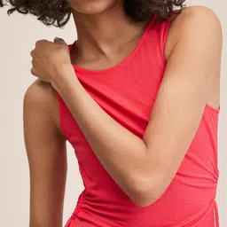MANGO Magenta Pink A-Line Midi Dress with Cut-Out Detail image 3