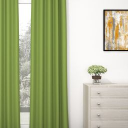 Story@Home Faux Silk Solid 300GSM Green Room Darkening Blackout Door Curtain - Set of 1-picture-11