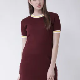 Club York Maroon T-shirt Solid Dress-image-10