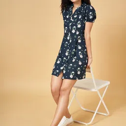 YU by Pantaloons Black Floral Shirt Dress-image-46