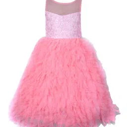 Samsara Couture Girls Pink Net Gown Dress-picture-35