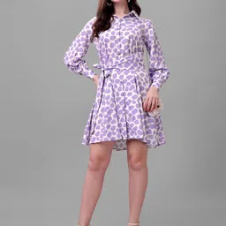 Masakali.Co Lavender & White Crepe Shirt Dress-picture-18
