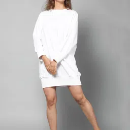 Dream of Glory Inc White Pure Cotton Belted T-Shirt Dress-image-95