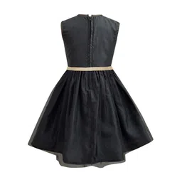 a.t.u.n. A T U N Girls Gold-Toned & Black Embellished Net Dress image 3