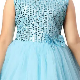 Aarika Turquoise Blue Embellished Net Dress image 3