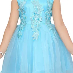 Aarika Turquoise Blue Embroidered Net Dress image 5