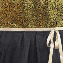 a.t.u.n. A T U N Girls Gold-Toned & Black Embellished Net Dress image 2