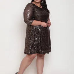 Amydus Plus Size Embellished Sequined A-Line Dress image 5