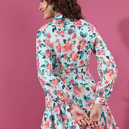 Tokyo Talkies Floral Printed Puff Sleeves Tie-Ups Shirt Dress image 5