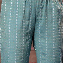 Stylum Turquoise Blue Embroidered Regular Gotta Patti Kurta with Trousers & Dupatta image 3