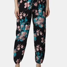 Popwings Women Floral Printed Relaxed Loose Fit Easy Wash Joggers-image-83