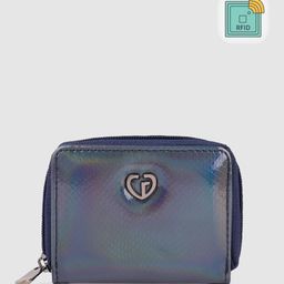 Caprese Women Abstract Textured Zip Around Wallet Iridescent Effect-picture-32