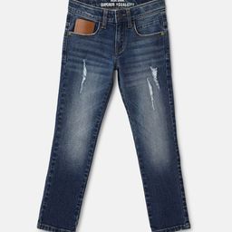 United Colors of Benetton Boys Slim Fit Mid Rise Mildly Distressed Light Fade Cotton Jeans-picture-24