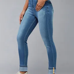 DOLCE CRUDO Women Skinny Fit High-Rise Mildly Distressed Light Fade Stretchable Jeans-image-15