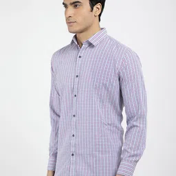 RED FEATHER Men White Checked Formal Cotton Shirt image 4