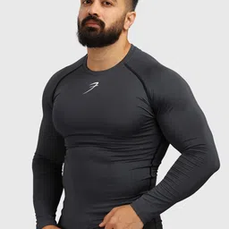 FUAARK Men Grey & dark denim Henley Neck Compression T-shirt-picture-36