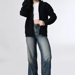 BAESD Women Mock Collar Solid Woollen Casual Lightweight Bomber Jacket image 4