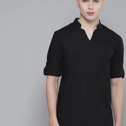 DENNISON Men Black Comfort Fit Kurta-picture-2