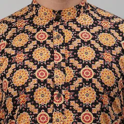 NEUDIS Men Black & Yellow Printed Kurta image 3