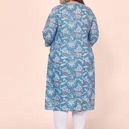 Jevi Prints Plus Size Floral Printed Gotta Patti Pure Cotton Kurta image 2
