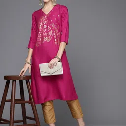 Biba Women Foil Print Kurta image 5