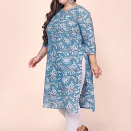 Jevi Prints Plus Size Floral Printed Gotta Patti Pure Cotton Kurta image 4