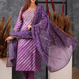 Anni Designer Women Leheriya Printed Regular Kurta with Trousers & With Dupatta-picture-35