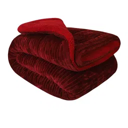Nivasam Maroon Ribbed Double King Duvet Cover image 2