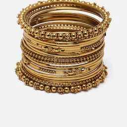 Anouk Set Of 20 Gold-Toned Gold-Plated Textured Bangles-image-26