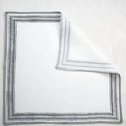 ratan cart TARAN LIVING Grey & White 6 Pieces Cotton Dinner Table Napkins image 5