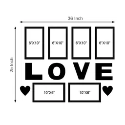 RANDOM Black Set Of 6 Solid Wall Photo Frames With Love & Heart Plaque image 5