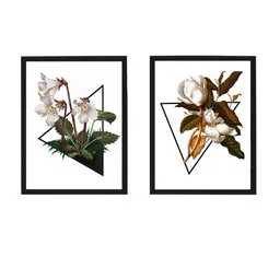 Art Street White & Green Set Of 2 Floral Painting Framed Wall Art image 3