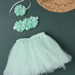 Babymoon Infants Sea Green Tutu Skirt & Hairband Photography Outfit Costume-image-41