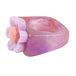 BEWITCHED Purple Floral Square Shaped Signet Finger Ring image 3