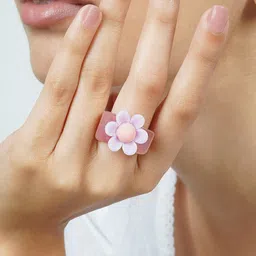 BEWITCHED Purple Floral Square Shaped Signet Finger Ring image 4