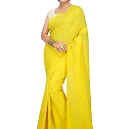 BENGAL HANDLOOM Striped Woven Design Zari Art Silk Taant Saree-image-61