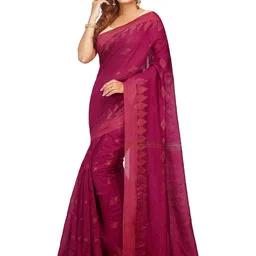 BENGAL HANDLOOM Ethnic Motifs Woven Design Art Silk Taant Saree-image-8