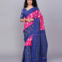 TROPWEAR Ethnic Motifs Printed Pure Cotton Ikat Saree-image-77