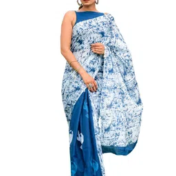 TROPWEAR Ethnic Motifs Block Printed Pure Cotton Saree-picture-37