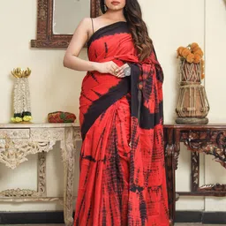 TROPWEAR Tie and Dye Pure Cotton Block Print Saree-picture-15