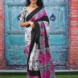 clothonus Tie and Dye Printed Pure Cotton Block Print Saree-picture-12