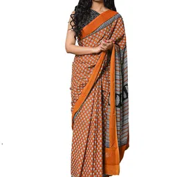 clothonus Ethnic Motifs Printed Pure Cotton Ikat Saree-image-56
