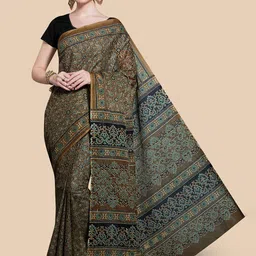 Rani Saahiba Ethnic Motifs Printed Pure Cotton Block Print Saree-image-40