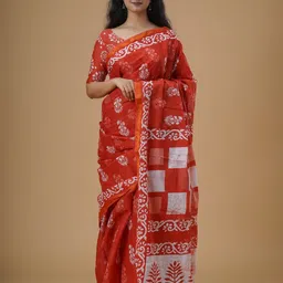 clothonus Ethnic Motifs Printed Zari Pure Cotton Block Print Saree-picture-32