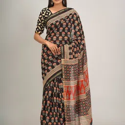 clothonus Ethnic Motifs Printed Pure Cotton Zari Saree-picture-10