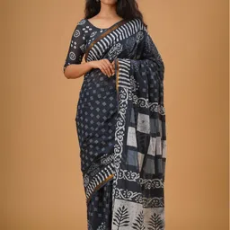 clothonus Ethnic Motifs Printed Zari Pure Cotton Block Print Saree-image-76